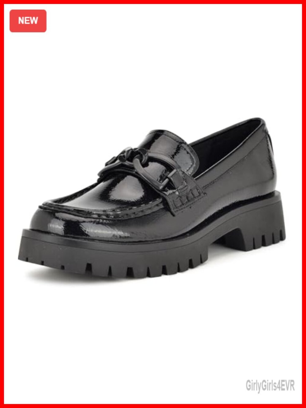 Slip On Casual Loafer with Lug Sole & Chain Detail Almond Toe